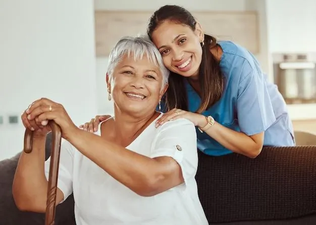 Registered nurse providing skilled home healthcare to elderly patient in their home